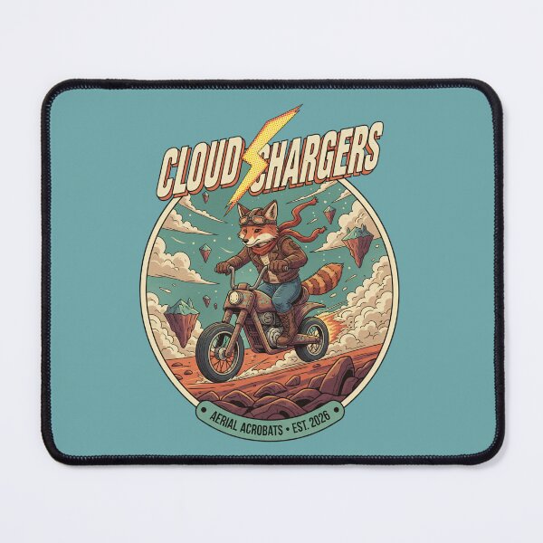 Item preview, Cloud Chargers Aerial Acrobats - Fox Biker Retro Fantasy Art designed and sold by AwesomeBeyondLimits.