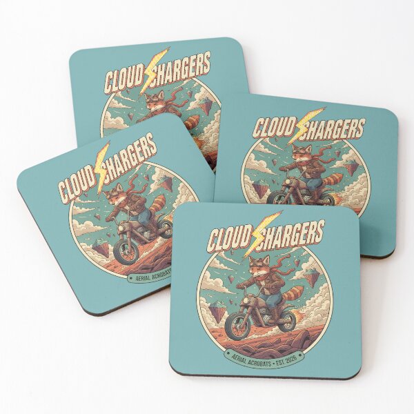 Item preview, Cloud Chargers Aerial Acrobats - Fox Biker Retro Fantasy Art designed and sold by AwesomeBeyondLimits.