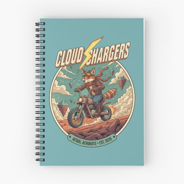 Item preview, Cloud Chargers Aerial Acrobats - Fox Biker Retro Fantasy Art designed and sold by AwesomeBeyondLimits.