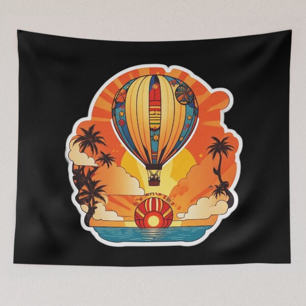 Item preview, Hot Air Balloon at Sunset in Hawaii with Palm Trees designed and sold by NautiChic.