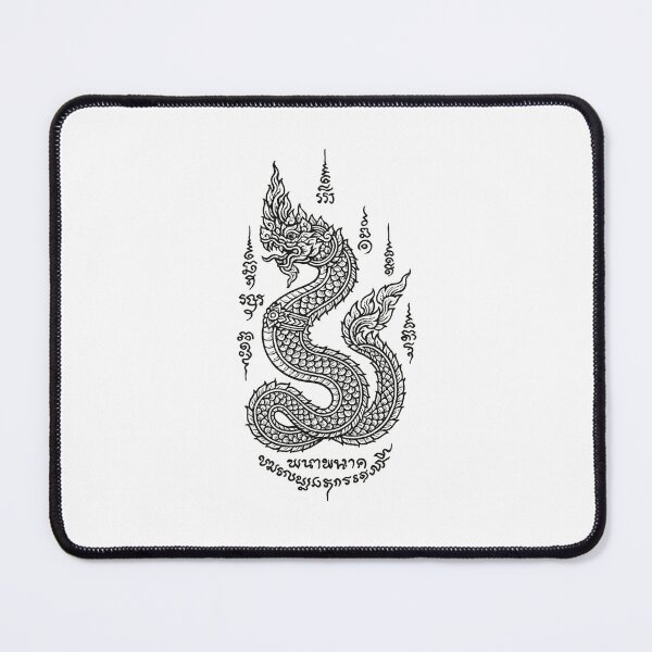 Item preview, Naga Serpent Blessing – Thai Sacred Tattoo Line Art designed and sold by Sksticker991.