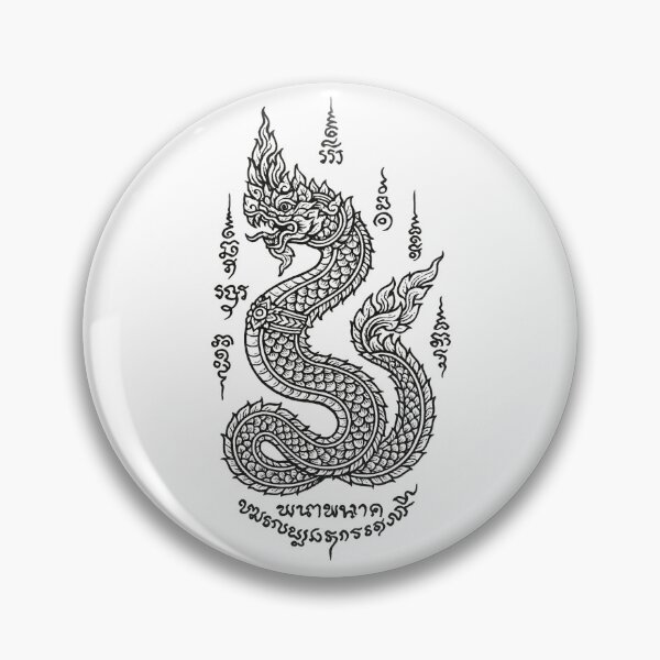 Item preview, Naga Serpent Blessing – Thai Sacred Tattoo Line Art designed and sold by Sksticker991.