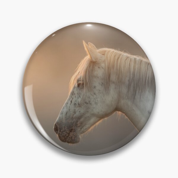 Item preview, Portrait of a white Appaloosa horse in profile against a soft sunrise or sunset background designed and sold by Julia Shepeleva.