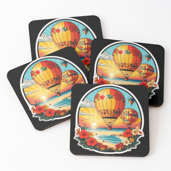 Item preview, Sunny Day Hot Air Balloons over The Ocean with Hawaii Orchids designed and sold by NautiChic.