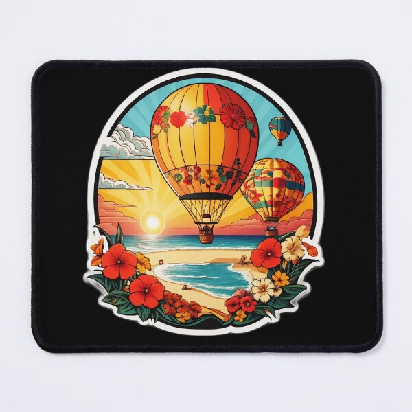 Item preview, Sunny Day Hot Air Balloons over The Ocean with Hawaii Orchids designed and sold by NautiChic.