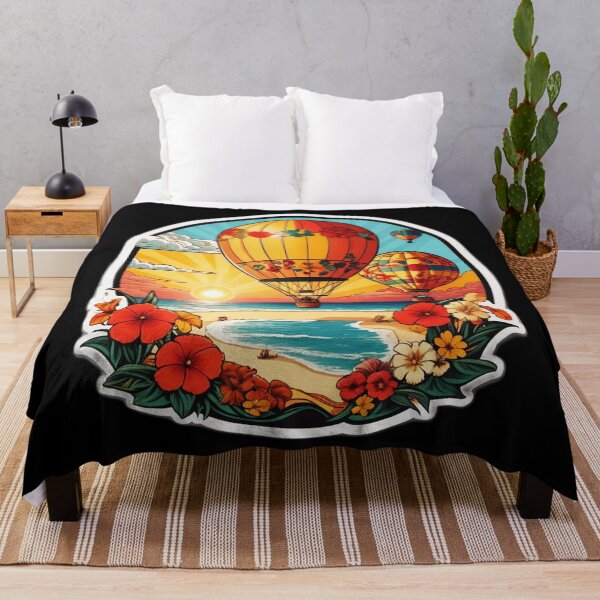 Item preview, Sunny Day Hot Air Balloons over The Ocean with Hawaii Orchids designed and sold by NautiChic.