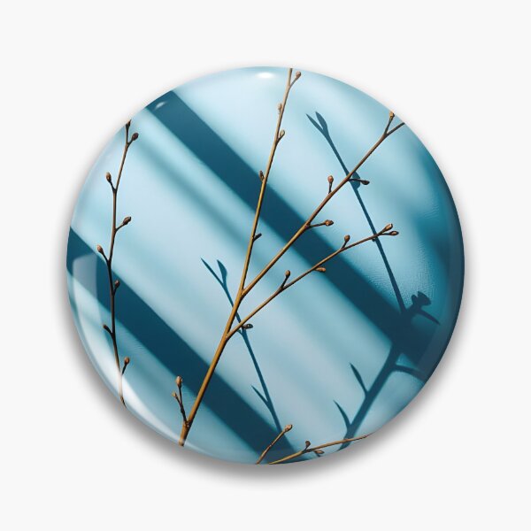 Item preview, Tall Twig with Buds – Shadow Play Against Blue Wall and Window Light designed and sold by EmeraldeaArt.
