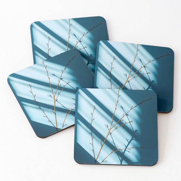 Item preview, Tall Twig with Buds – Shadow Play Against Blue Wall and Window Light designed and sold by EmeraldeaArt.