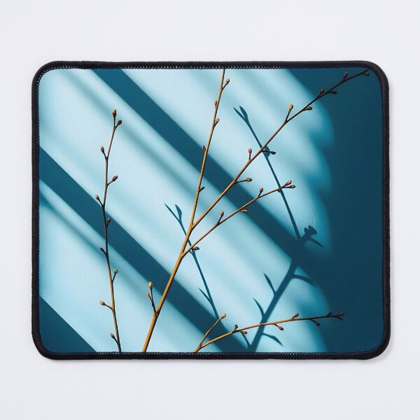 Item preview, Tall Twig with Buds – Shadow Play Against Blue Wall and Window Light designed and sold by EmeraldeaArt.