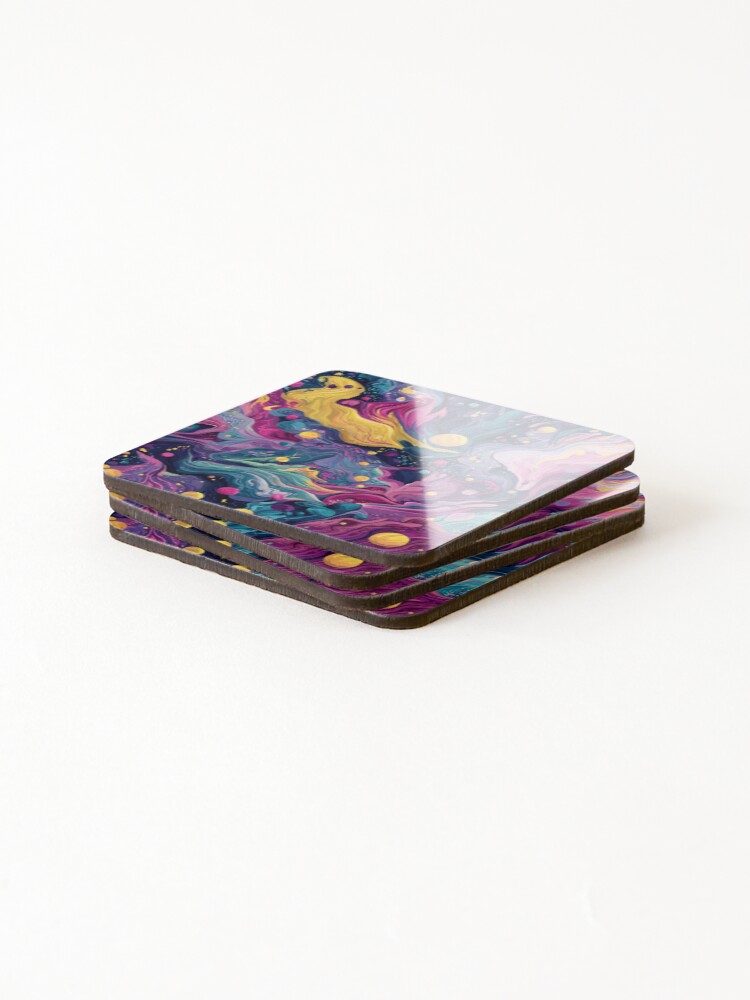 Thumbnail 4 of 5, Coasters (Set of 4), Abstract pattern bubble world 2 designed and sold by SmileshareShop.