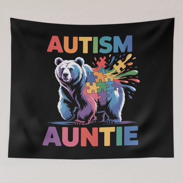Item preview, Autism Auntie Colorful Rainbow Auntie Bear Autism Awareness designed and sold by ValerieRodrigue.