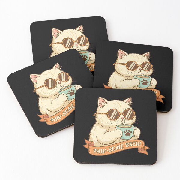 Item preview, Paw-some Brew Funny Cat Drinking Coffee designed and sold by oynipshop.
