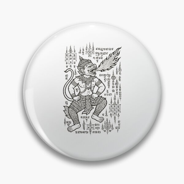 Item preview, Hanuman Fire Breathing Sak Yant – Powerful Protection Thai Mythical Tattoo Design designed and sold by Sksticker991.