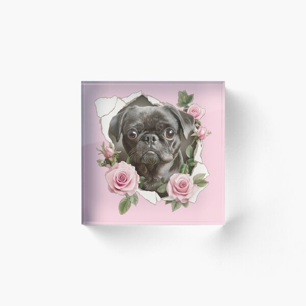 Item preview, Vintage pug flowers designed and sold by Fran Fryberg.