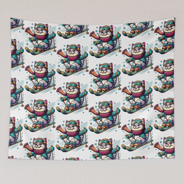 Item preview, Cat Skiing Funny Cat Lover Gift designed and sold by raylie-mcalpin.