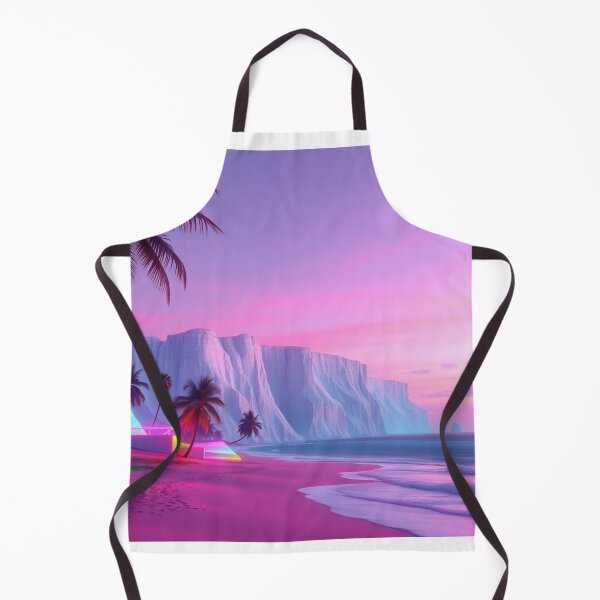 Item preview, Vaporwave Beach Sunset Palm Trees Ice Cliffs Art Print designed and sold by EllDAV777.