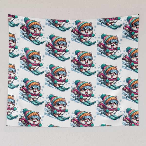 Item preview, Cat Skiing Funny Cat Lover Gift designed and sold by raylie-mcalpin.