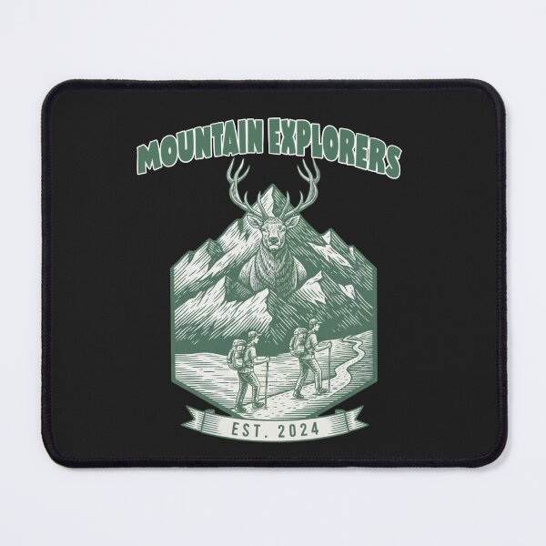 Item preview, Mountain Explorers Elk & Hikers - Vintage Outdoor Badge designed and sold by AwesomeBeyondLimits.