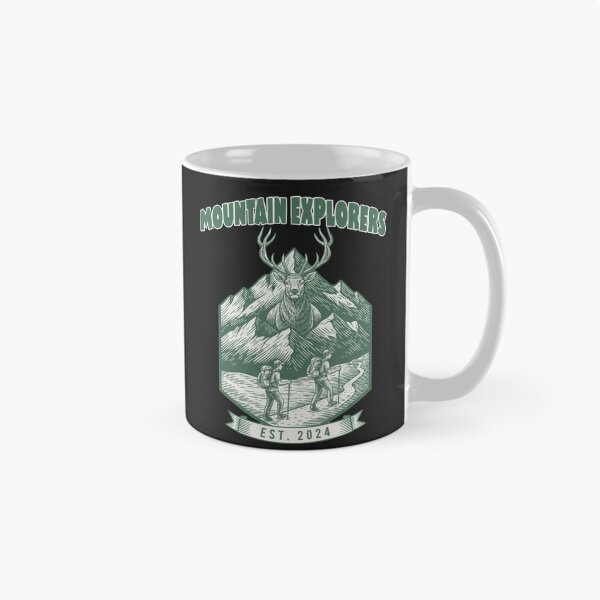 Item preview, Mountain Explorers Elk & Hikers - Vintage Outdoor Badge designed and sold by AwesomeBeyondLimits.