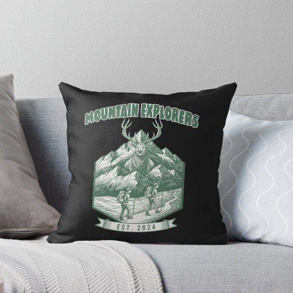 Item preview, Mountain Explorers Elk & Hikers - Vintage Outdoor Badge designed and sold by AwesomeBeyondLimits.