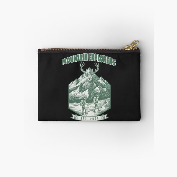 Item preview, Mountain Explorers Elk & Hikers - Vintage Outdoor Badge designed and sold by AwesomeBeyondLimits.