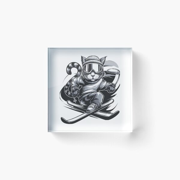 Item preview, Snow Cat  Cool Skiing Cat In Retro Style designed and sold by raylie-mcalpin.