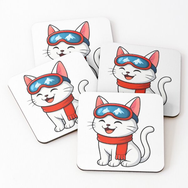 Item preview, Cat On Skis Snowy Night designed and sold by raylie-mcalpin.