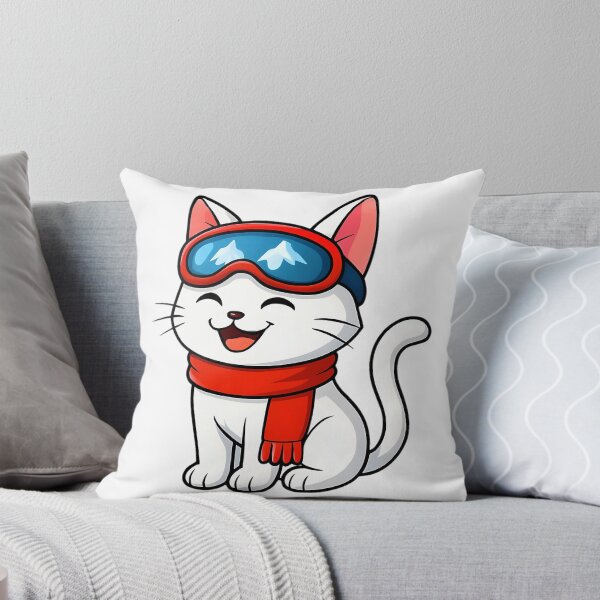 Item preview, Cat On Skis Snowy Night designed and sold by raylie-mcalpin.