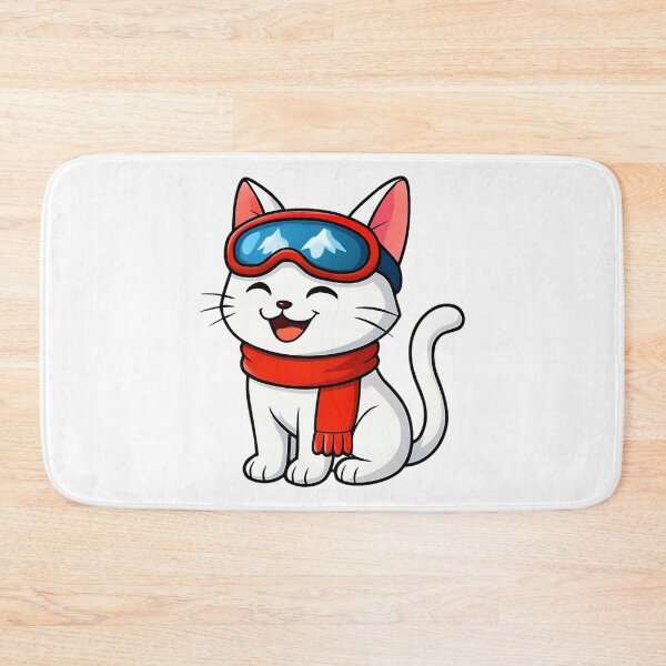 Item preview, Cat On Skis Snowy Night designed and sold by raylie-mcalpin.