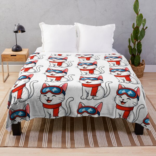 Item preview, Cat On Skis Snowy Night designed and sold by raylie-mcalpin.