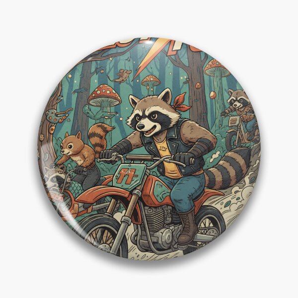 Item preview, Forest Fury Woodland Warriors - Raccoon Dirt Bike Retro Art designed and sold by AwesomeBeyondLimits.