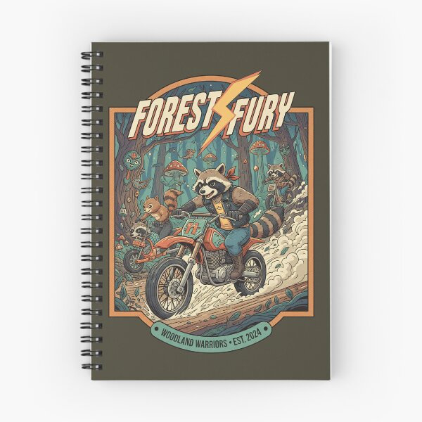 Item preview, Forest Fury Woodland Warriors - Raccoon Dirt Bike Retro Art designed and sold by AwesomeBeyondLimits.