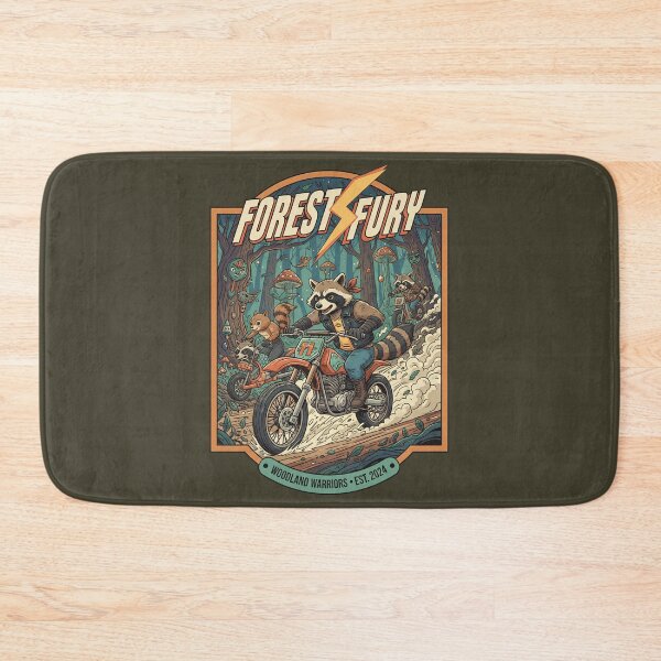 Item preview, Forest Fury Woodland Warriors - Raccoon Dirt Bike Retro Art designed and sold by AwesomeBeyondLimits.