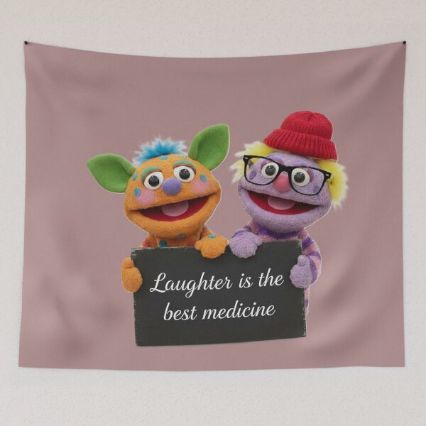 Item preview, Funny Puppets Holding Sign – Laughter Is the Best Medicine designed and sold by DroolWorthyUS.