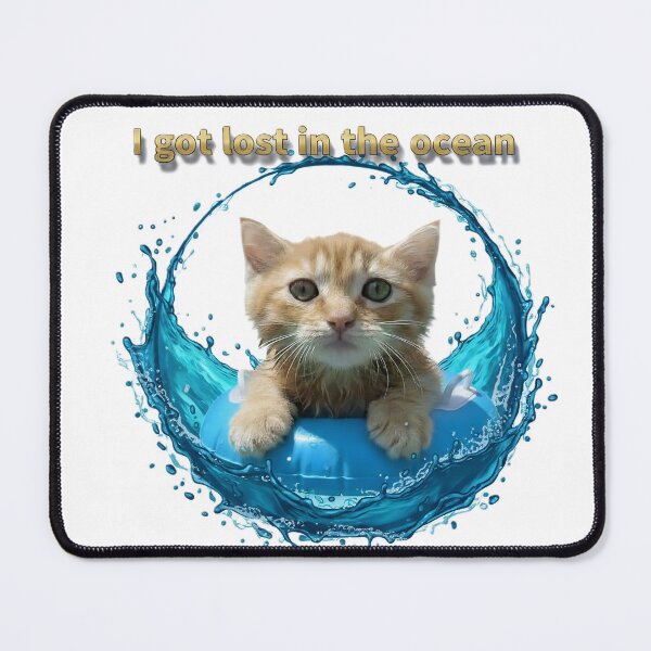 Item preview, Cute Kitten Floating with Lost in the Ocean Quote designed and sold by DroolWorthyUS.
