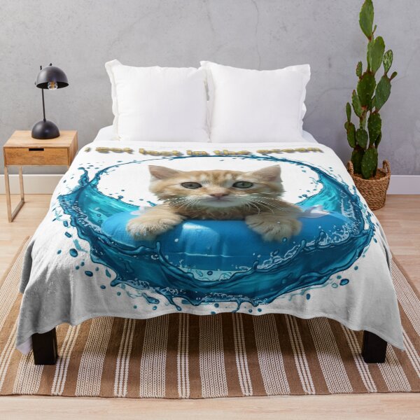 Item preview, Cute Kitten Floating with Lost in the Ocean Quote designed and sold by DroolWorthyUS.