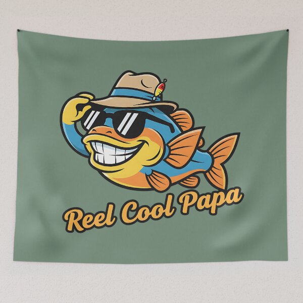 Item preview, Reel Cool Papa - Funny Fishing Dad Mascot Pun designed and sold by AwesomeBeyondLimits.