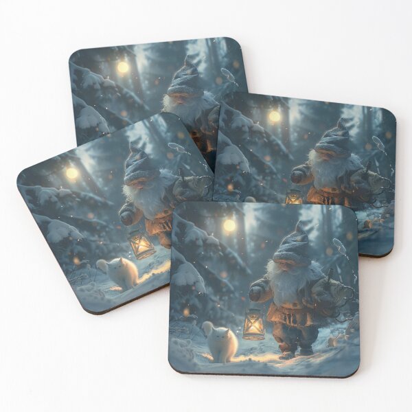 Item preview, Silent Snow Path – Gnome and White Cat designed and sold by Erika Kaisersot.