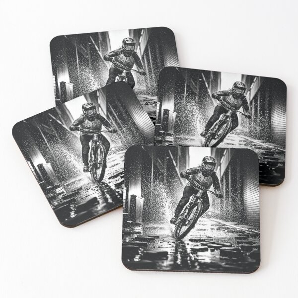 Item preview, Fearless Mountain Biker Powers Through Rain-Soaked Urban Alleyway. designed and sold by Hinson MTB Visuals.