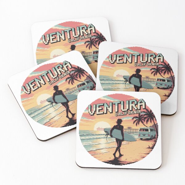 Artikelvorschau, Ventura, Kalifornien – Pixel Surfer Sunset Design entworfen und verkauft von CircinusStore.