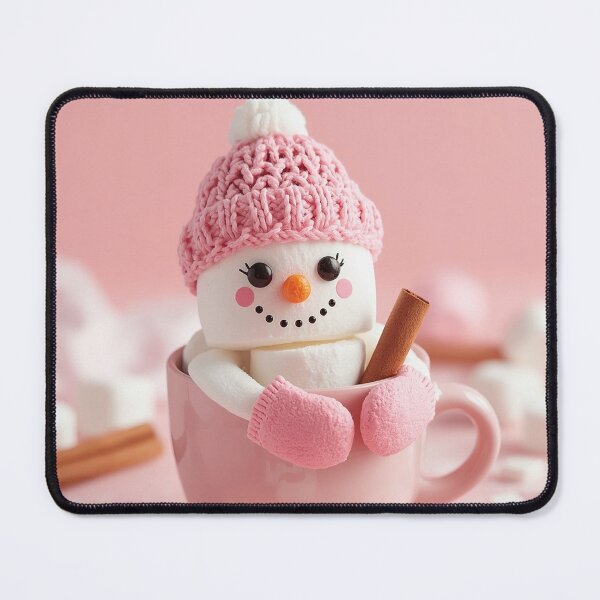 Item preview, Adorable Marshmallow Snowman in Pink Mug with Cozy Winter Charm designed and sold by PixelVibe782.