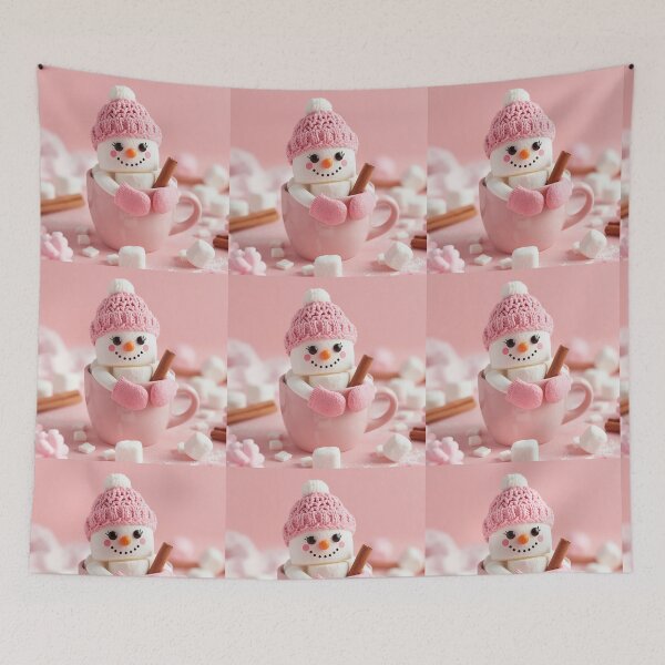 Item preview, Adorable Marshmallow Snowman in Pink Mug with Cozy Winter Charm designed and sold by PixelVibe782.