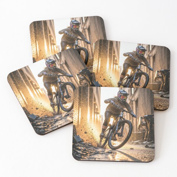 Item preview, Narrow Escape: Mountain Biker Blasts Through Muddy Rain-Drenched Alley. designed and sold by Hinson MTB Visuals.