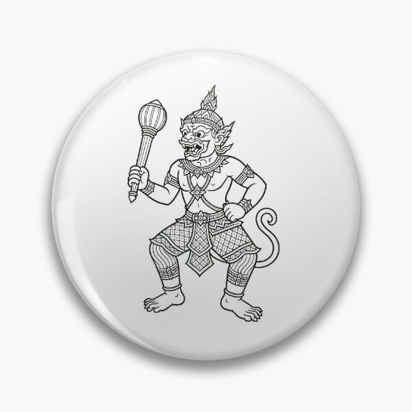 Item preview, Traditional Thai Yak Guardian with Club | Sacred Line Art designed and sold by Sksticker991.