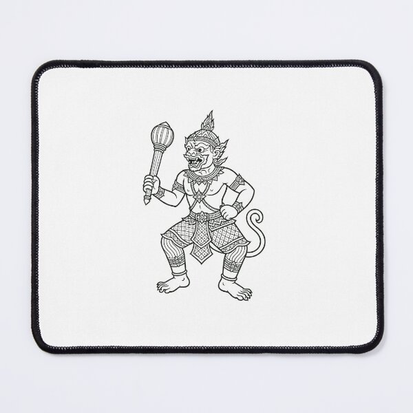 Item preview, Traditional Thai Yak Guardian with Club | Sacred Line Art designed and sold by Sksticker991.