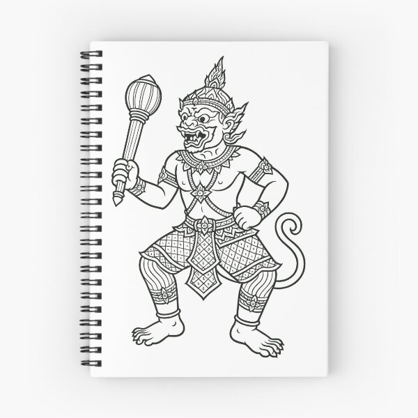 Item preview, Traditional Thai Yak Guardian with Club | Sacred Line Art designed and sold by Sksticker991.