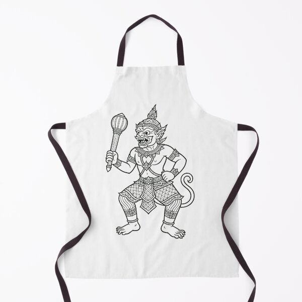 Item preview, Traditional Thai Yak Guardian with Club | Sacred Line Art designed and sold by Sksticker991.