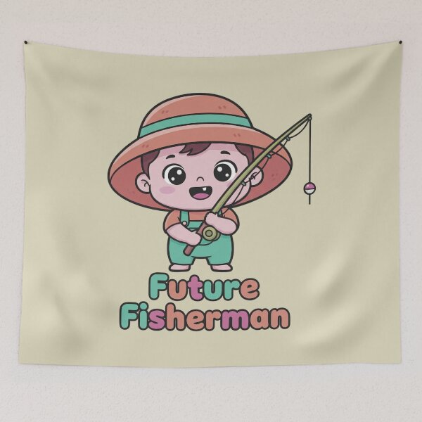 Item preview, Future Fisherman Cute Baby Angler Cartoon designed and sold by AwesomeBeyondLimits.