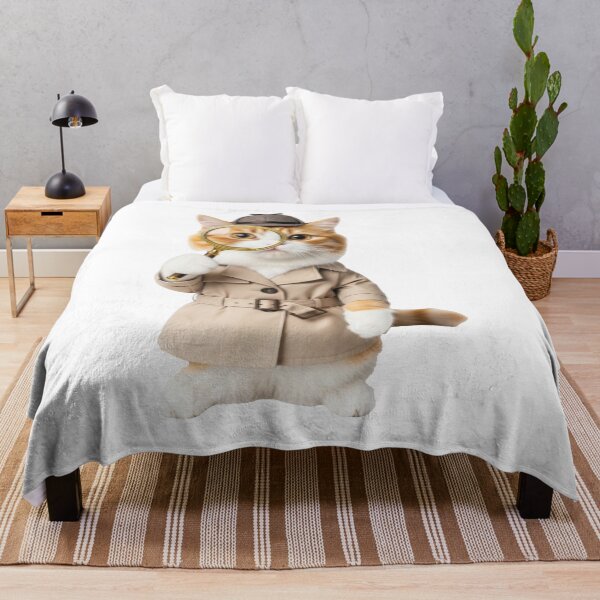 Item preview, Cute detective cat with magnifying glass, white background designed and sold by MrHemo.