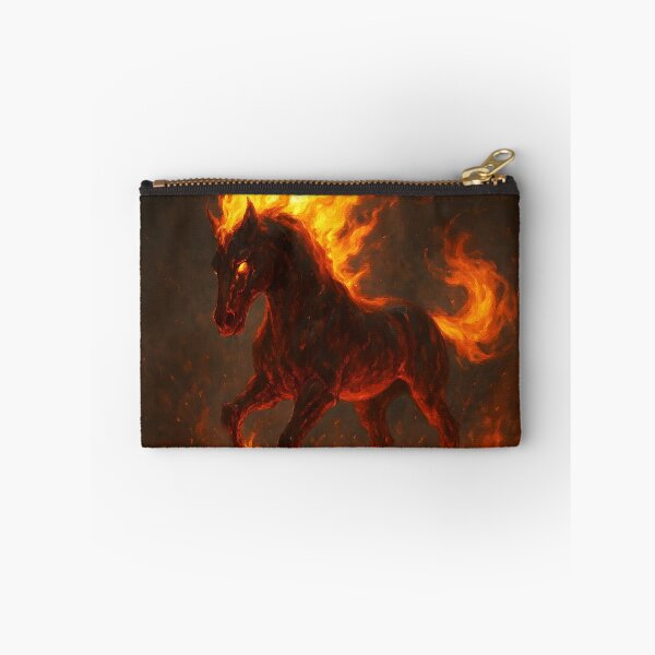 Item preview, Dark Fiery Fire Horse – Black Zodiac Steed with Flame Mane Tail designed and sold by EmeraldeaDesign.